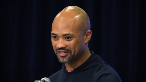Feb 27, 2024; Indianapolis, IN, USA; Atlanta Falcons general manager Terry Fontenot during the NFL Scouting Combine at Indiana Convention Center.
